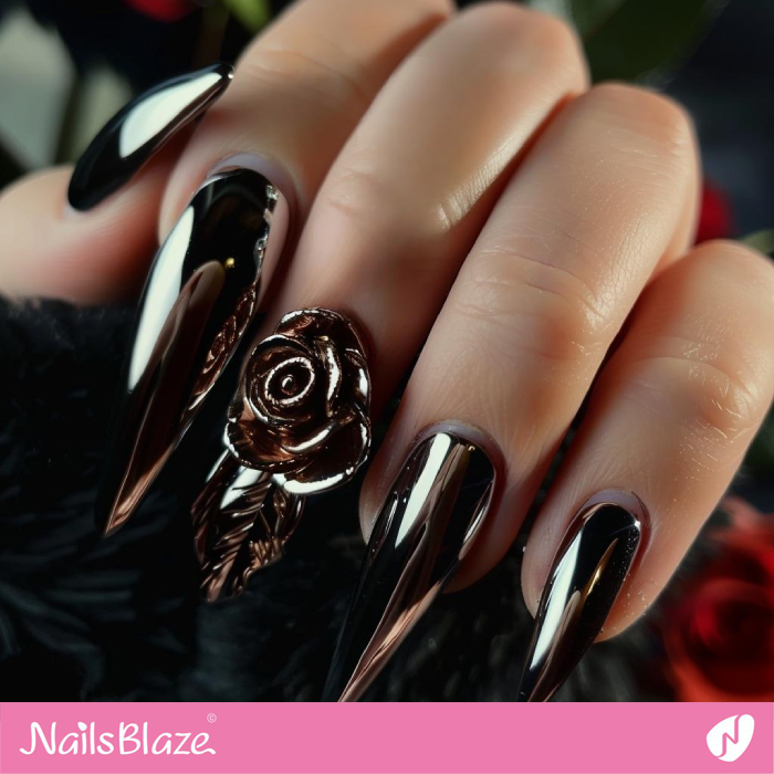 Copper Chrome Nails Design | Chrome Nails - NB5340