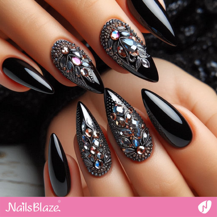 Luxury Black Chrome Nails Design | Chrome Nails - NB5313