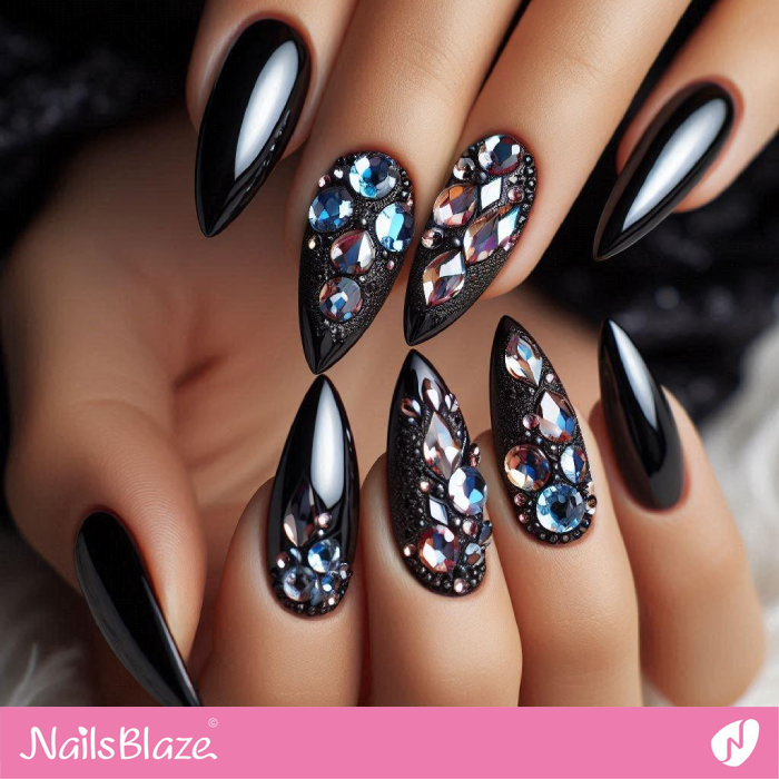 Chrome Nails with Rhinestone Embellishments | Chrome Nails - NB5303