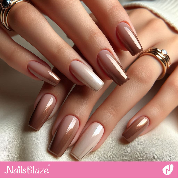 Simple and Elegant Brown Chrome Nails | Chrome Nail Art - NB5319