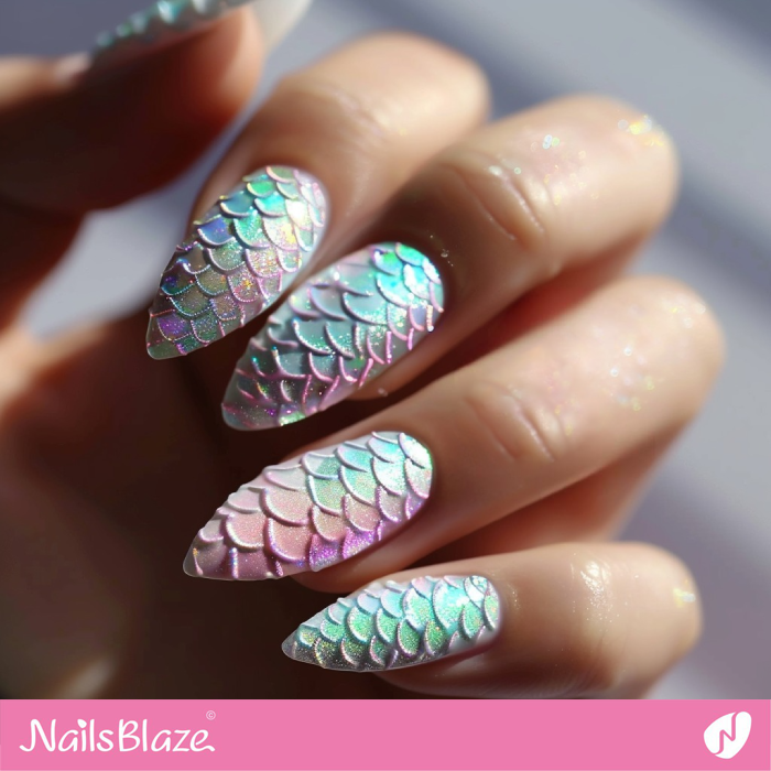 Mermaid Chrome Nails with Matte Finish | Chrome Nails - NB5331