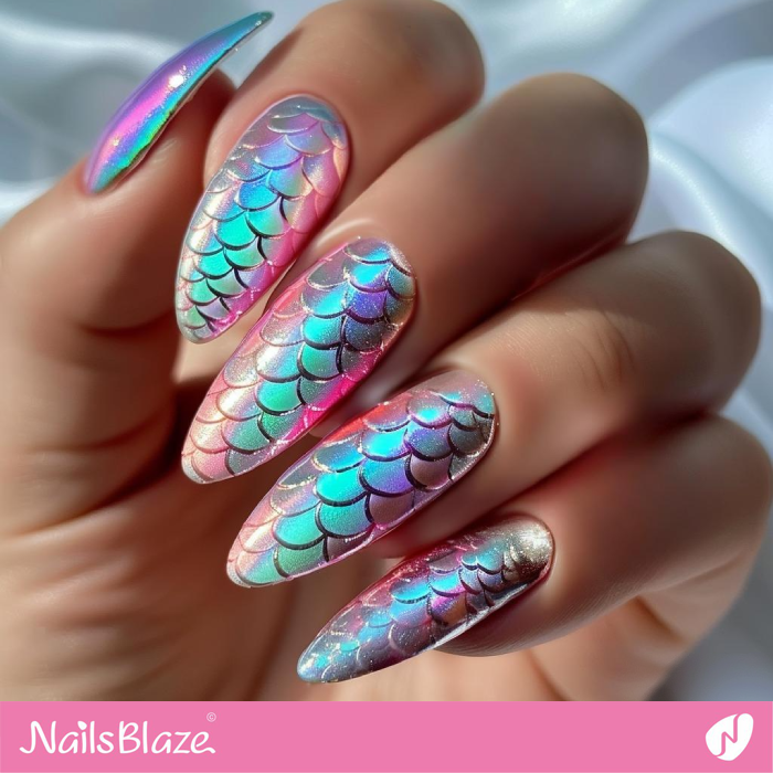 Mermaid Chrome Nail Art | Chrome Nails - NB5334