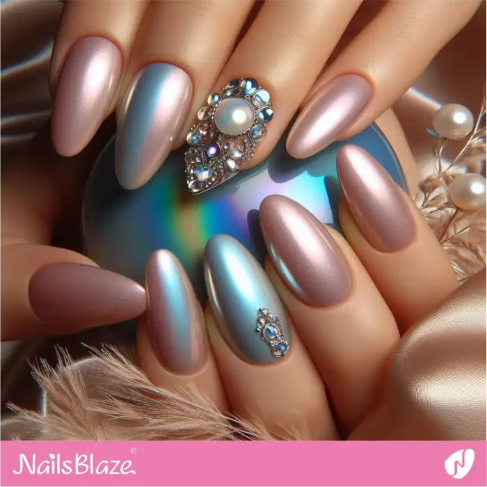 Embellished Pink Pearl Nails | Classy Nails - NB4037
