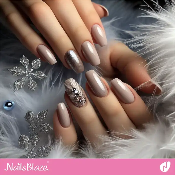 Neutral Nails Flower Accent | Classy Nails - NB4042