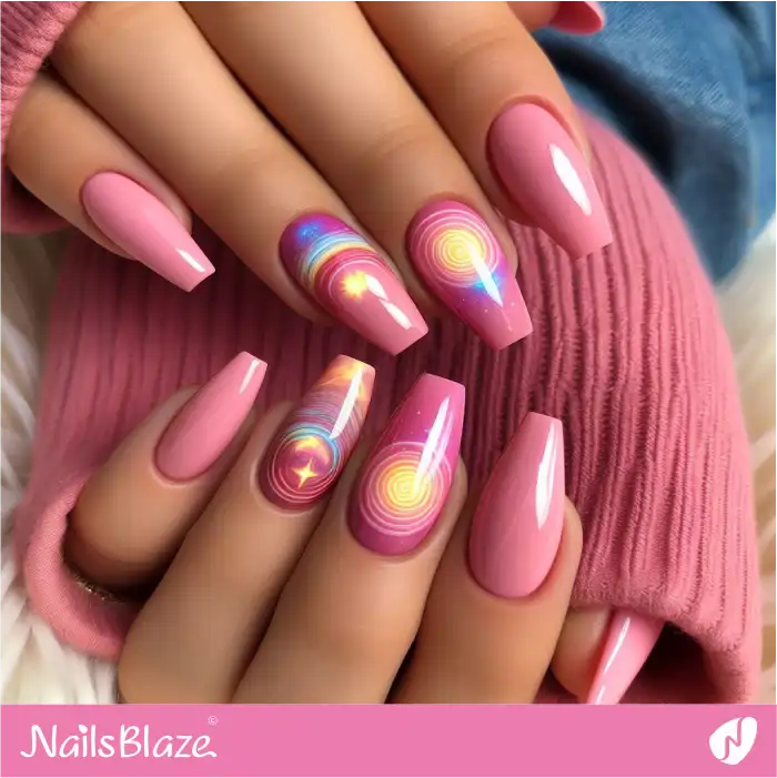 Spiral Design on Pink Nails | Classy Nails - NB4046