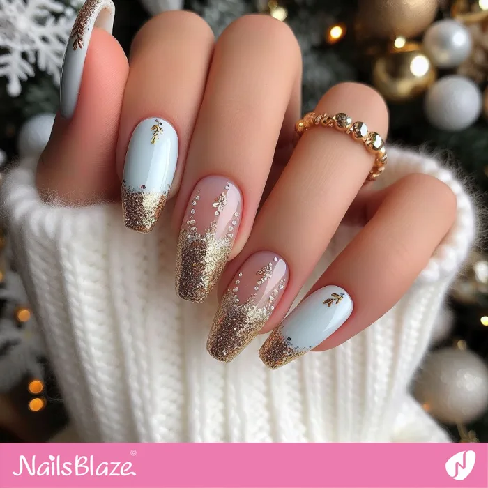 Nails with Gold Glitter Design | Classy Nails - NB3818