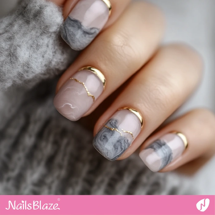 Classy Short Nails with Marble Design | Classy Nails - NB5572