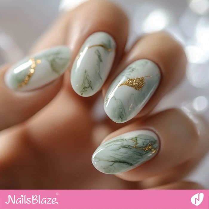 Classy Green Marble Nails Design | Classy Nails - NB5575