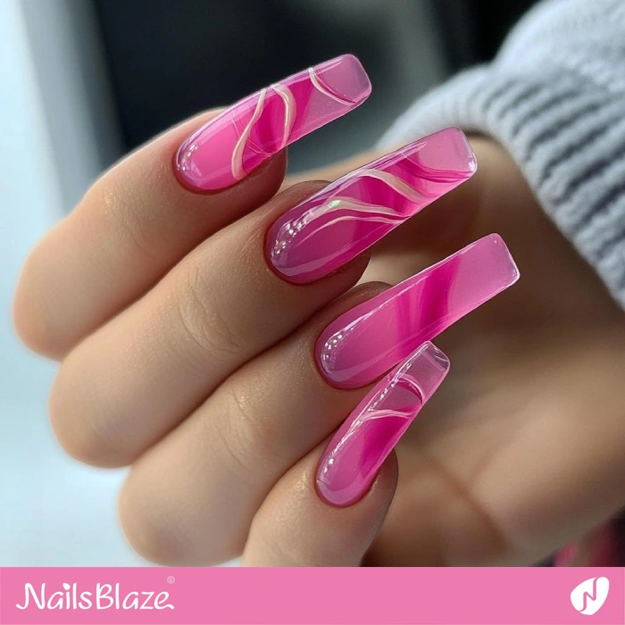 X-long Pink Swirl Nails | Classy Nails - NB5576