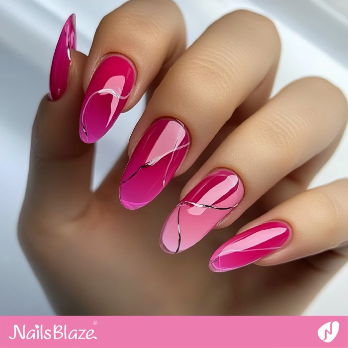 Glossy Pink Nails Swirl Design | Classy Nails - NB5580