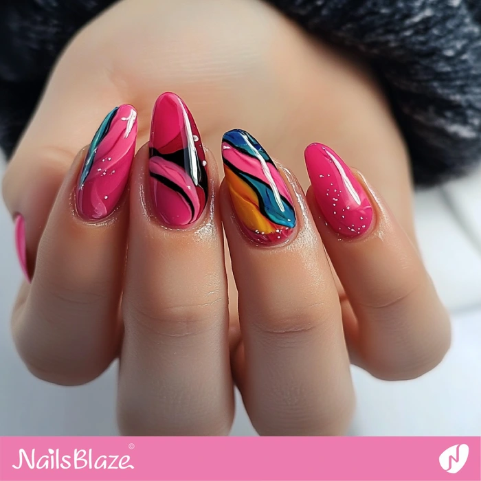 Classy and Glossy Pink Nails Swirl Design | Classy Nails - NB5583