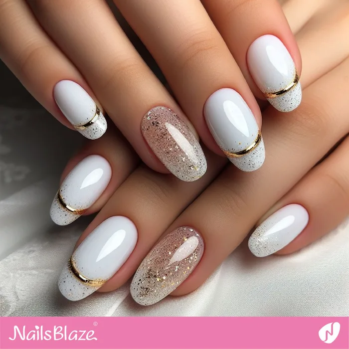 Glossy Oval White Nails | Classy Nails - NB3822
