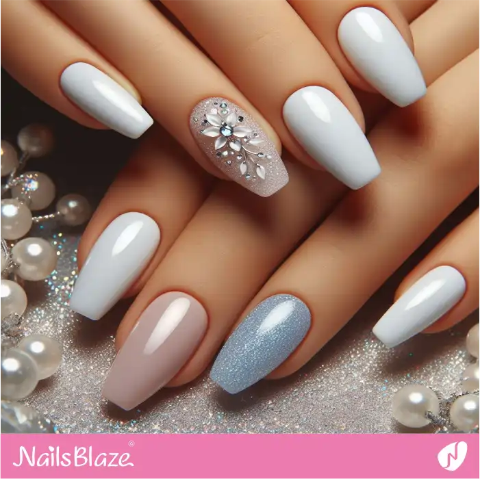 Classy Nails with Crystal Flower Design | Classy Nails - NB4035