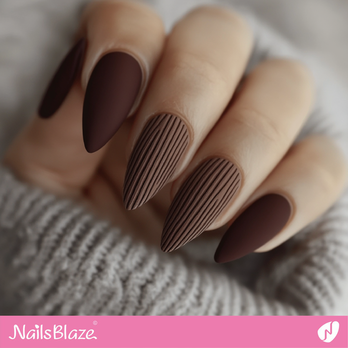 Textured Brown Matte Nails | Classy Luxury Nails- NB7713