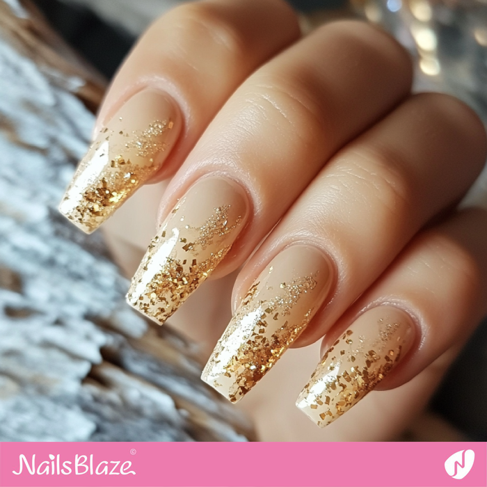 Long Nails with Gold Sparkles | Classy Luxury Nails- NB7721