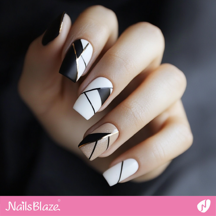 Matte Geometric Nails | Classy Luxury Nails- NB7726