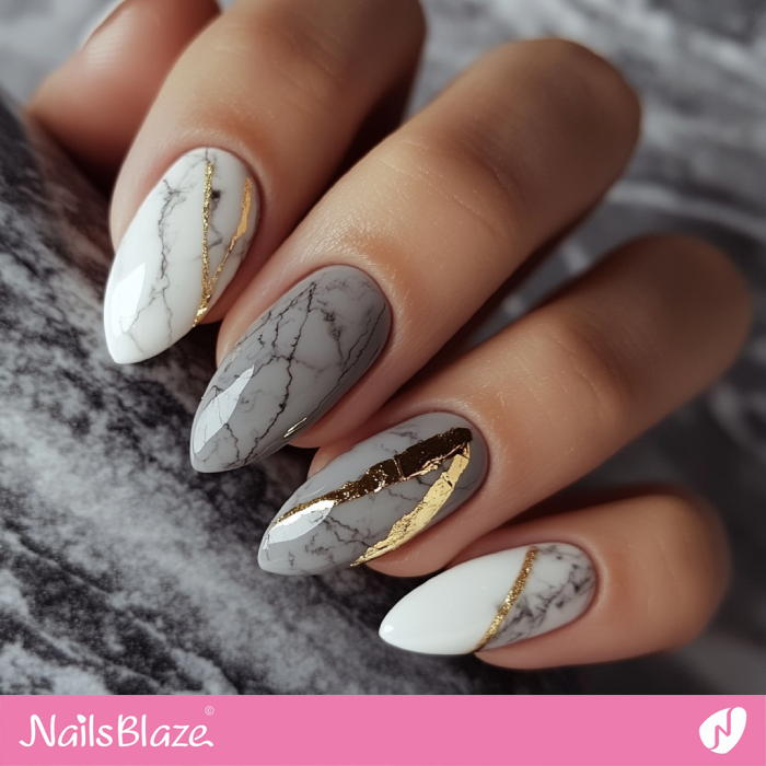 White and Gray Marble Nails | Classy Luxury Nails- NB7729