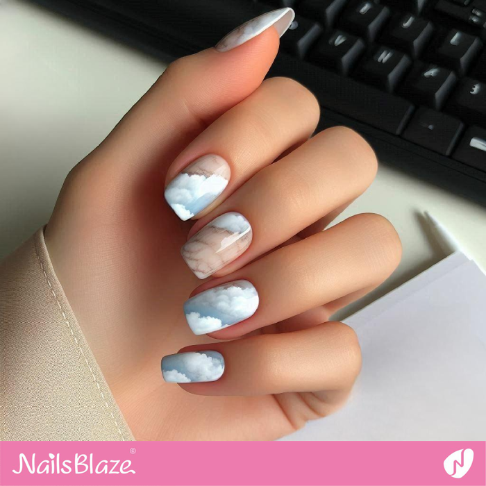 Cloud Design for Short Nails | Cloud Nails - NB5081