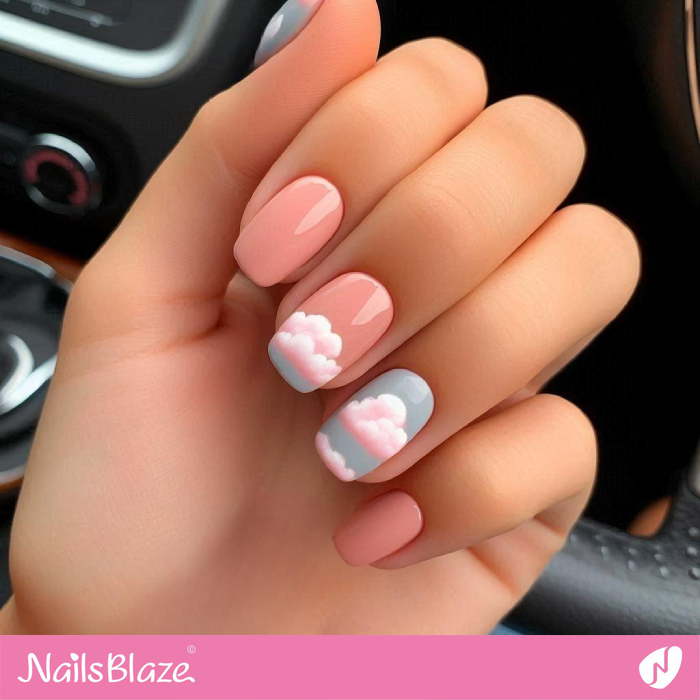 Short Nails Cloud Design | Cloud Nails - NB5075