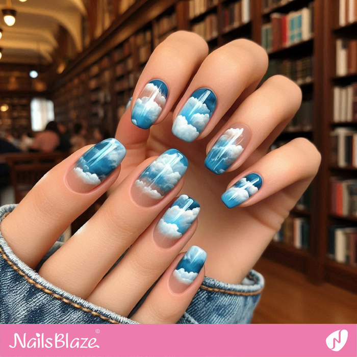 Blue Clouds Nail Art | Cloud Nails - NB5077