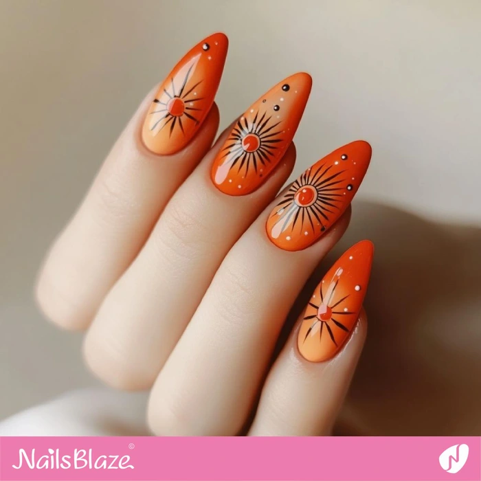 Bohemian Sun Theme Nails Design | Boho Nails - NB5481