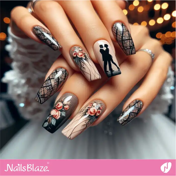 Tango Silhouette Nails Design | Dance Nails - NB4890