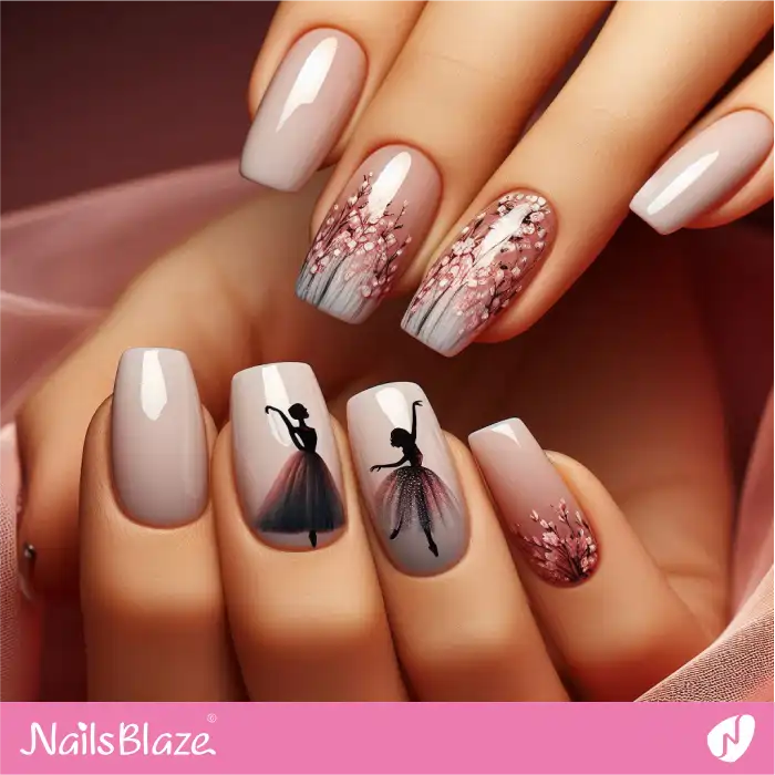 Nails with Ballerina Design | Dance Nails - NB4896