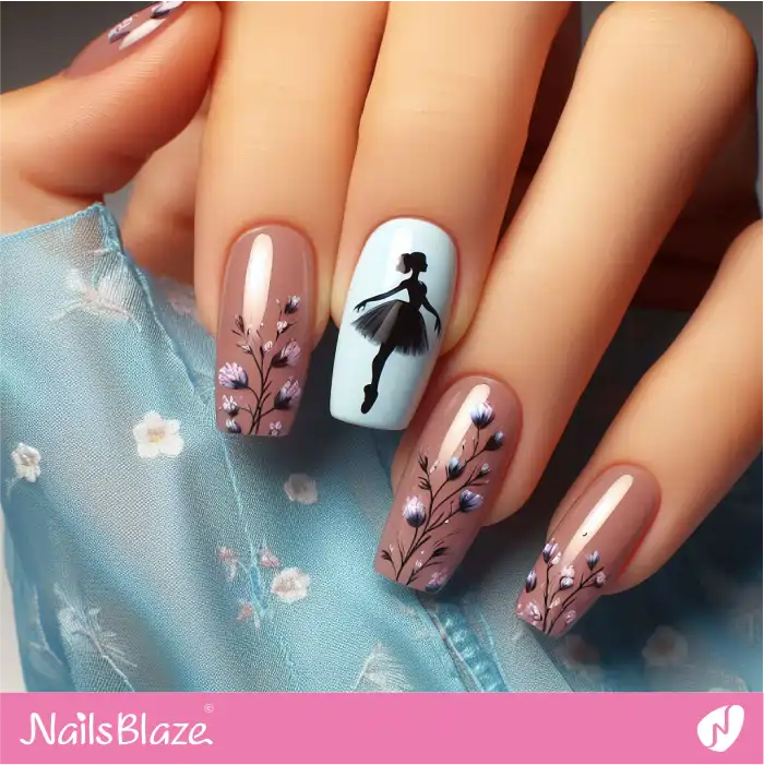 Silhouette Ballerina Nail Design for Dance Festival | Dance Nails - NB4881