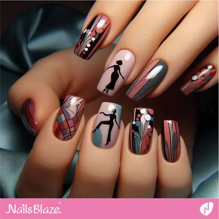 Silhouette Dancers for Vintage Nails | Dance Nails - NB4899