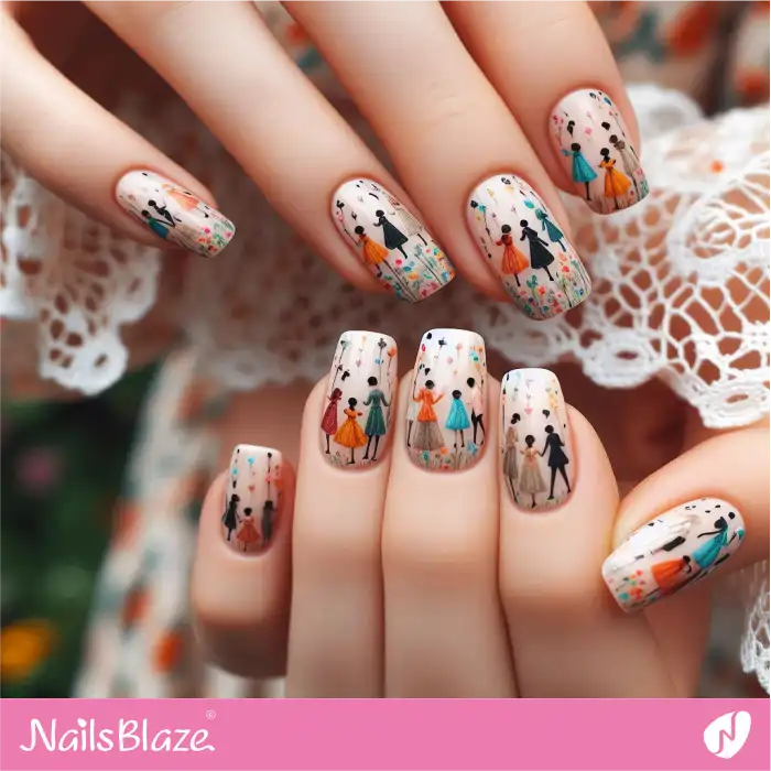 Dance Pattern on Vintage Nails | Dance Nails - NB4887