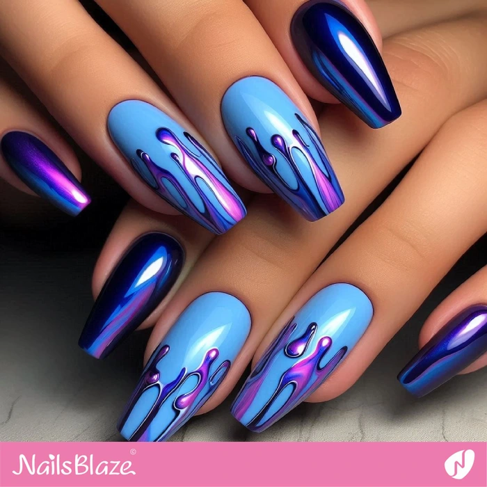 Purple and Blue Drip Nails Design | Drip Nails - NB5024