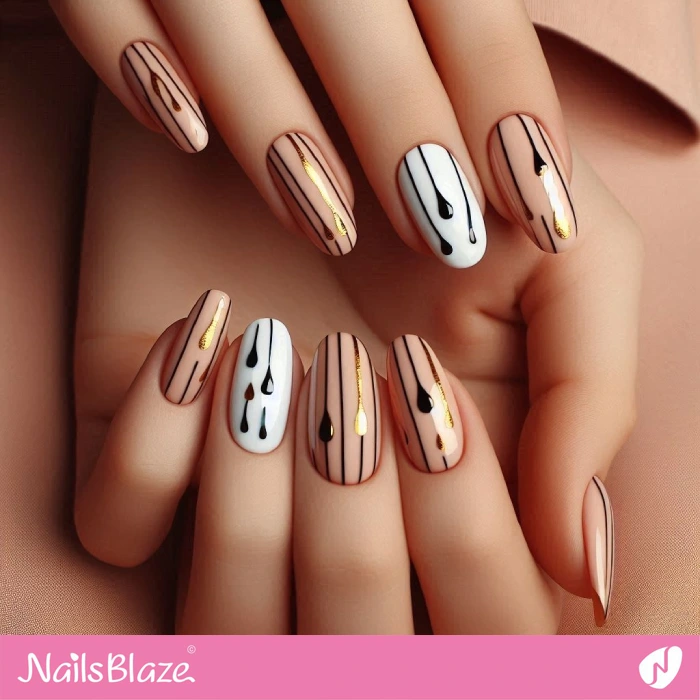 Neutral Nails Drips Design | Drip Nails - NB5027