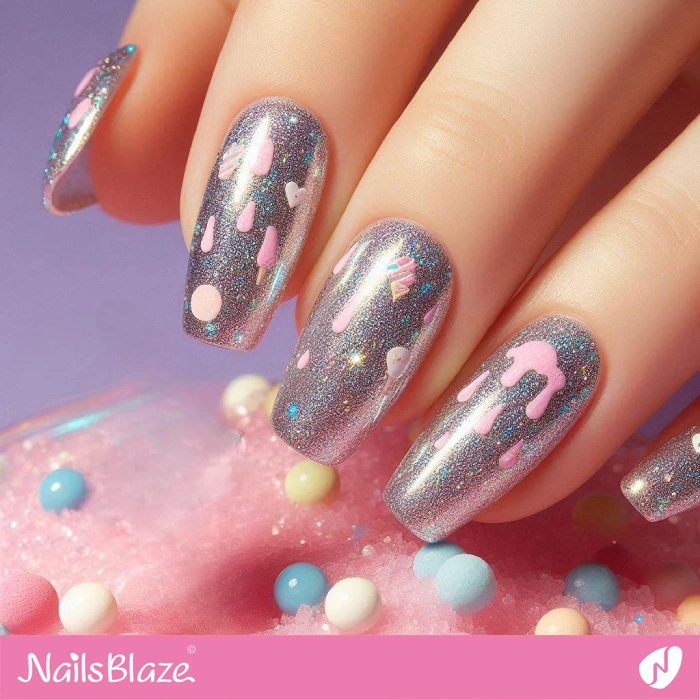 Simple Ice Cream Drip Nails Design | Drip Nails - NB5060