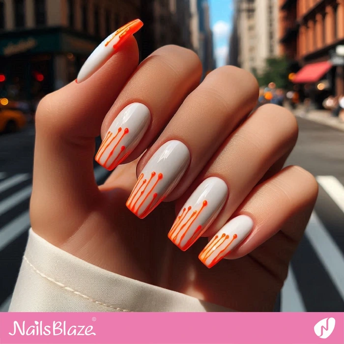 Neon Orange Drips for Off-white Nails | Drip Nails - NB5063