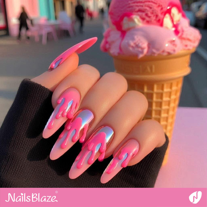 3D Pink Drip for Chrome Nails | Drip Nails - NB4994