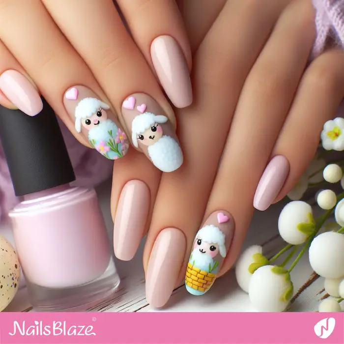 Easter Nails with 3D Lambs | Easter Nails - NB3552