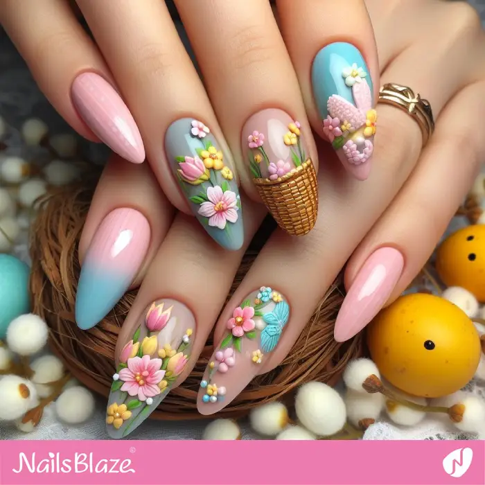 3D Flower Nails Design for Easter | Easter Nails - NB3553