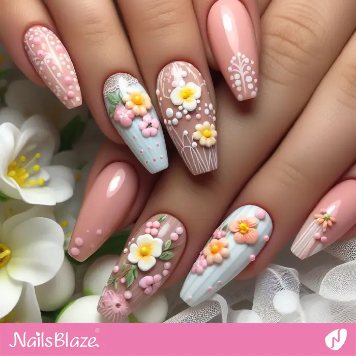 3D Floral Nail Art for Easter | Easter Nails - NB3556