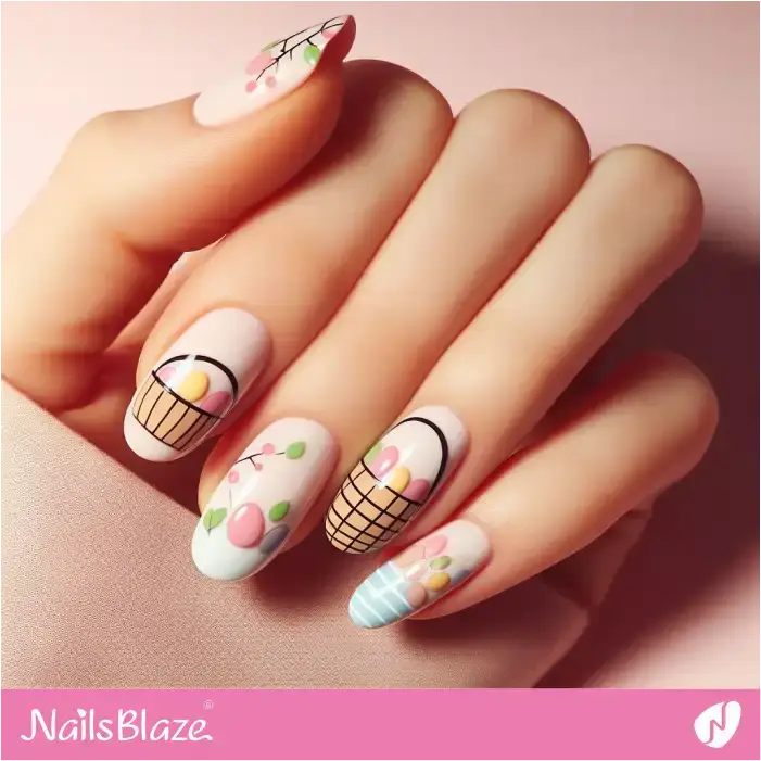 Simple Easter Baskets and Eggs Nails Design | Easter Nails - NB3370
