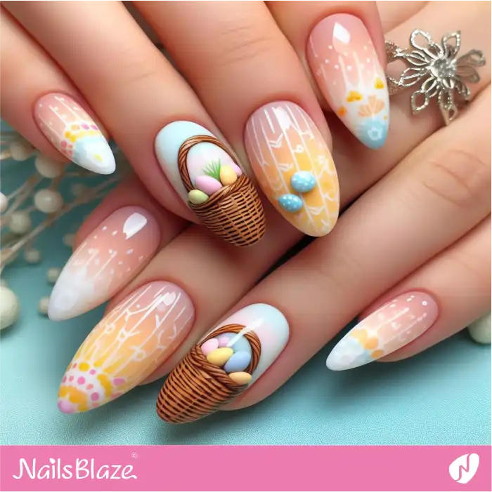 Gradient Effect Easter Nails with Egg Baskets | Easter Nails - NB3371