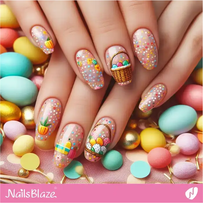 Confetti Nails with Easter Baskets | Easter Nails - NB3372