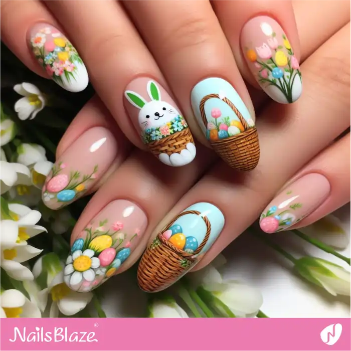 Spring Theme Easter Baskets Nails Design | Easter Nails - NB3375
