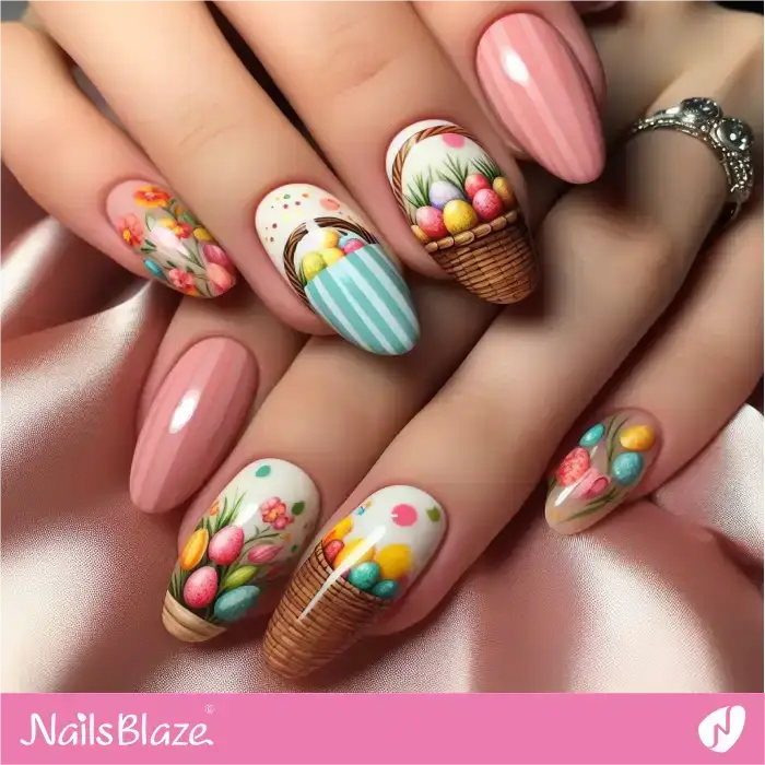 Easter Baskets with Colorful Eggs | Easter Nails - NB3378