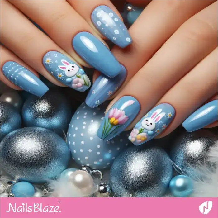 Glossy Blue Nails for Easter | Easter Nails - NB3580