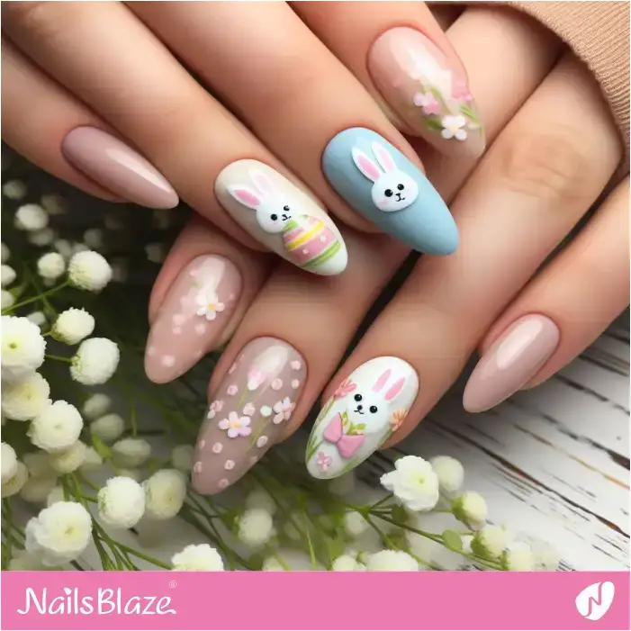 Spring Easter Bunny Nails | Easter Nails - NB3388