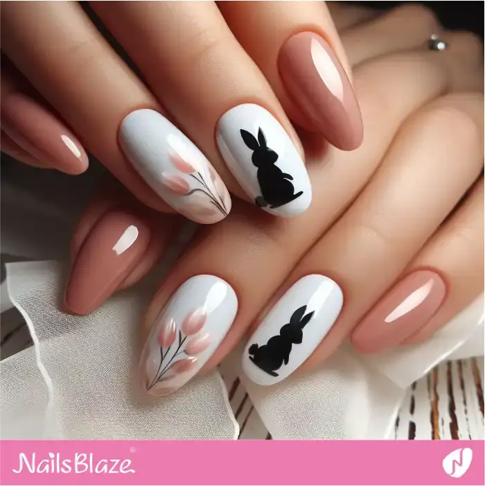 Glossy Silhouette Easter Bunny Nails | Easter Nails - NB3389