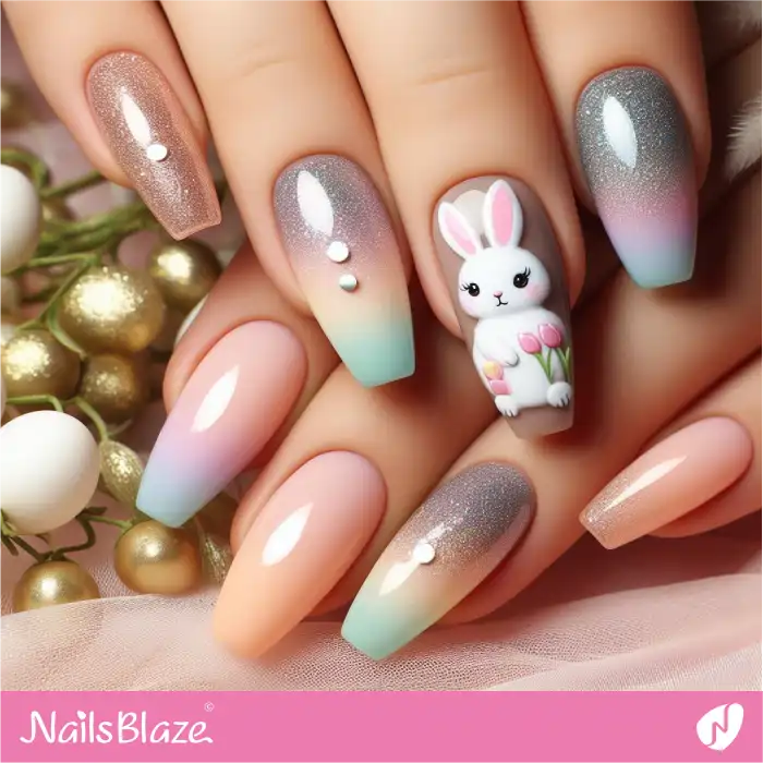Easter Bunny Ombre Nails | Easter Nails - NB3384