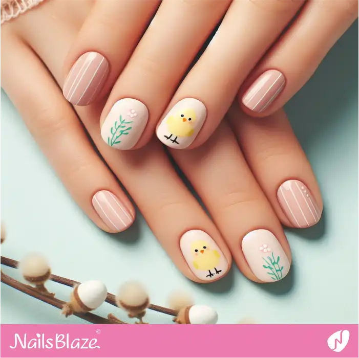 Simple Easter Chick Nails Design | Easter Nails - NB3411