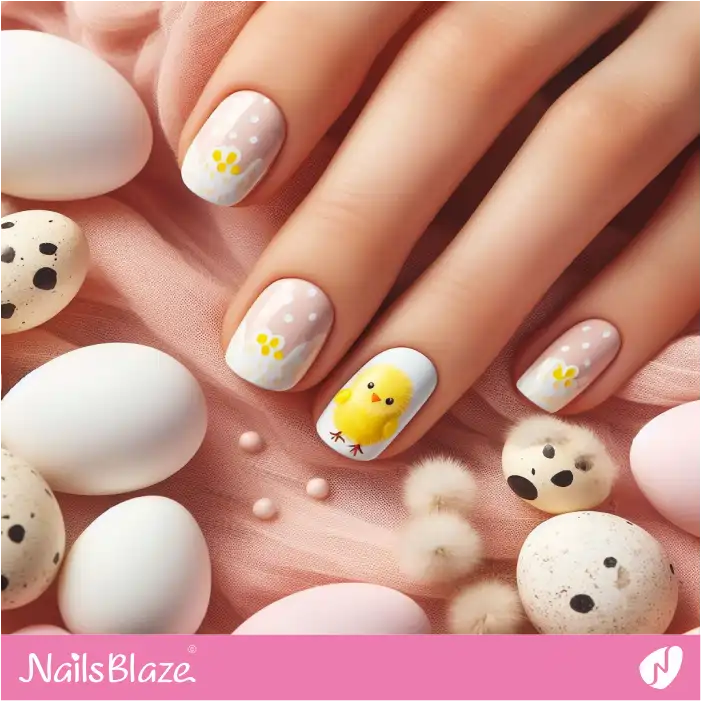 Easter Chick Accent Nail Design | Easter Nails - NB3420
