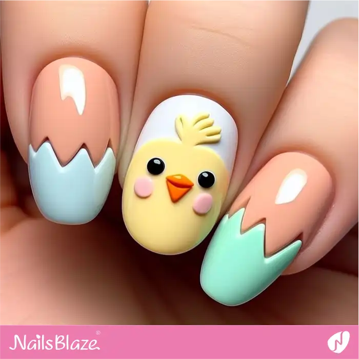 Easter Eggs French and Chick's Head Design | Easter Nails - NB3617